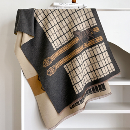 HILARY Horse design, Cashmere Blend Pashmina/Shawl - 180 x 65 cms