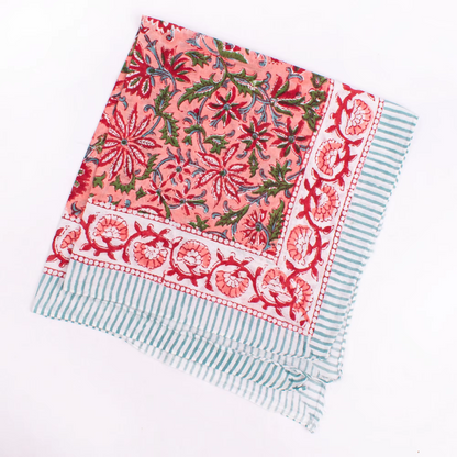 JAIPUR Hand Block Printed, Cotton Voile Bandana – 54 x 54 cms PINKS