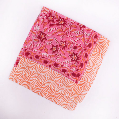 JAIPUR Hand Block Printed, Cotton Voile Bandana – 54 x 54 cms PINKS