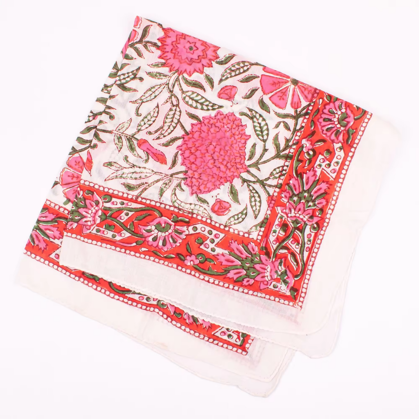 JAIPUR Hand Block Printed, Cotton Voile Bandana – 54 x 54 cms PINKS