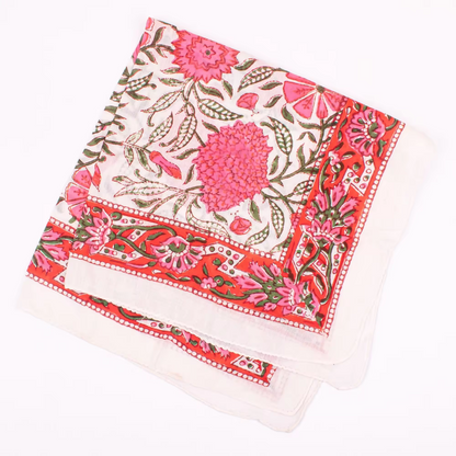 JAIPUR Hand Block Printed, Cotton Voile Bandana – 54 x 54 cms PINKS