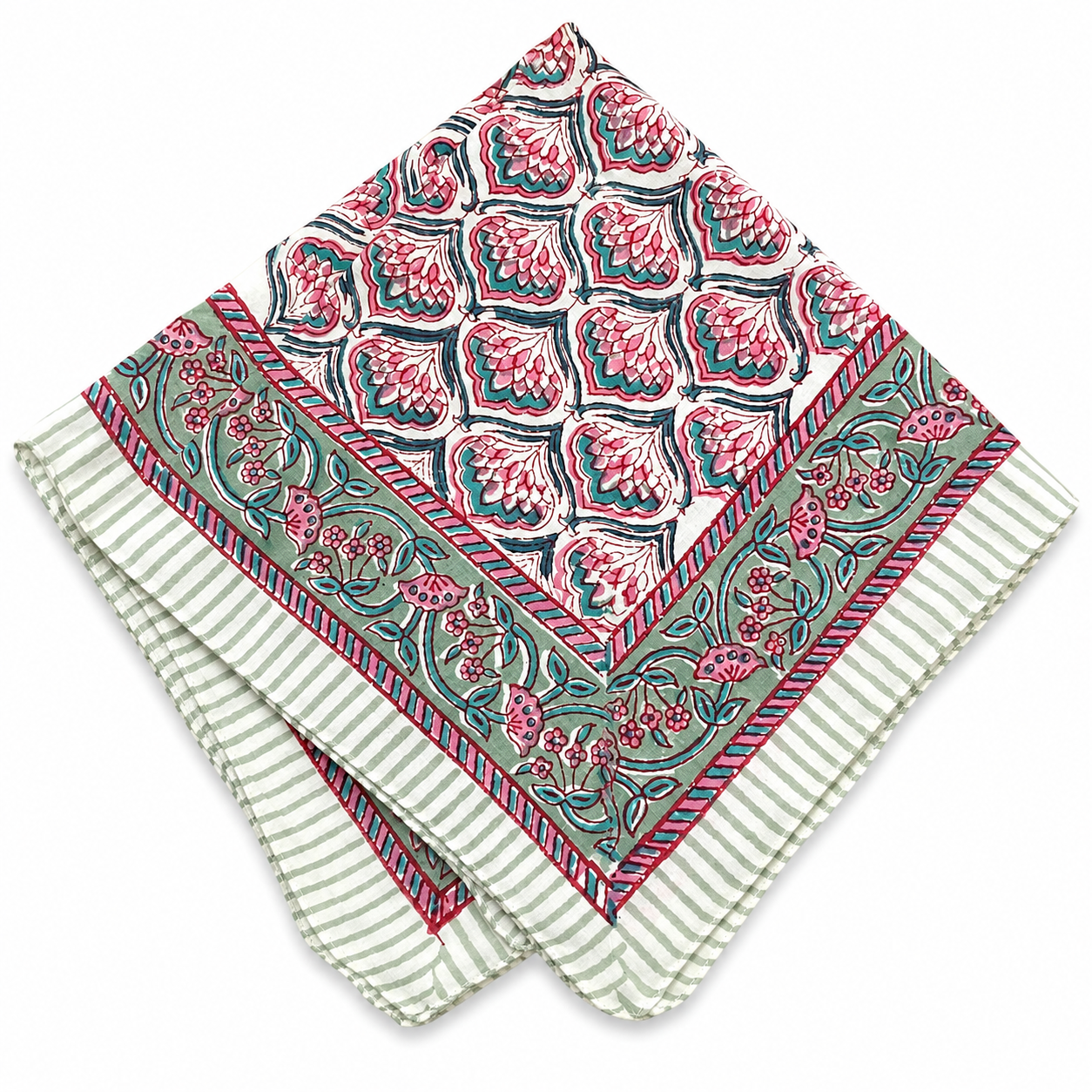 JAIPUR Hand Block Printed Cotton Voile Bandana – 54 x 54 cms