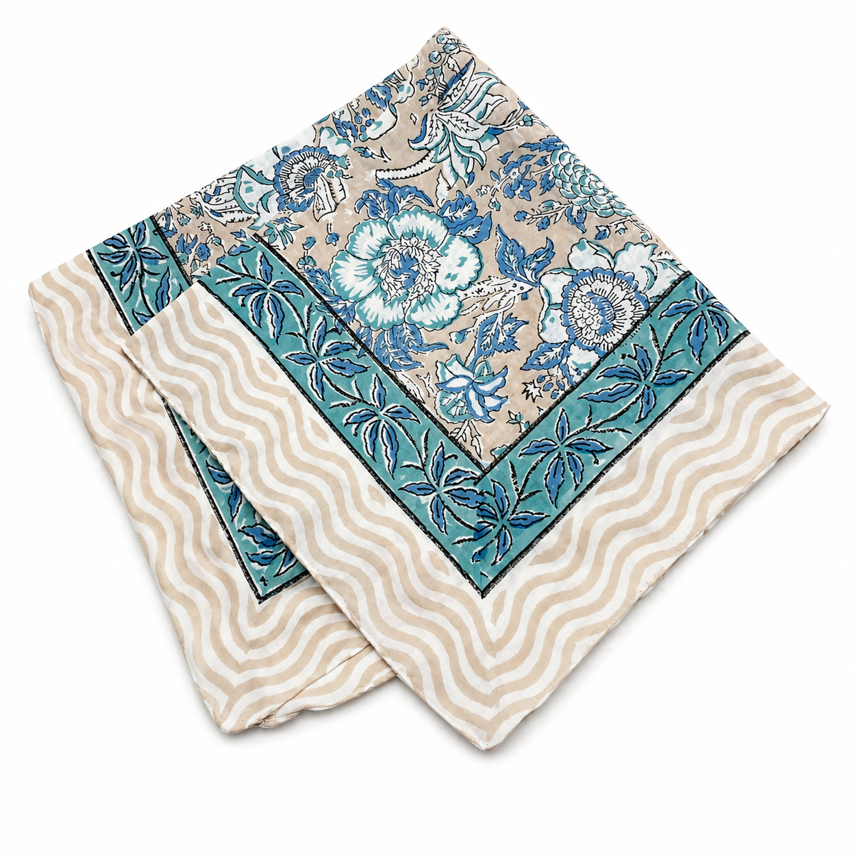 JAIPUR Hand Block Printed Cotton Voile Bandana – 54 x 54 cms