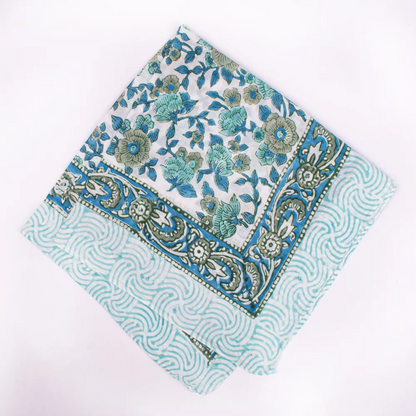 JAIPUR Hand Block Printed, Cotton Voile Bandana – 54 x 54 cms GREENS