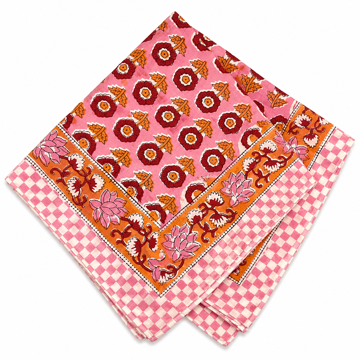 JAIPUR Hand Block Printed Cotton Voile Bandana – 54 x 54 cms