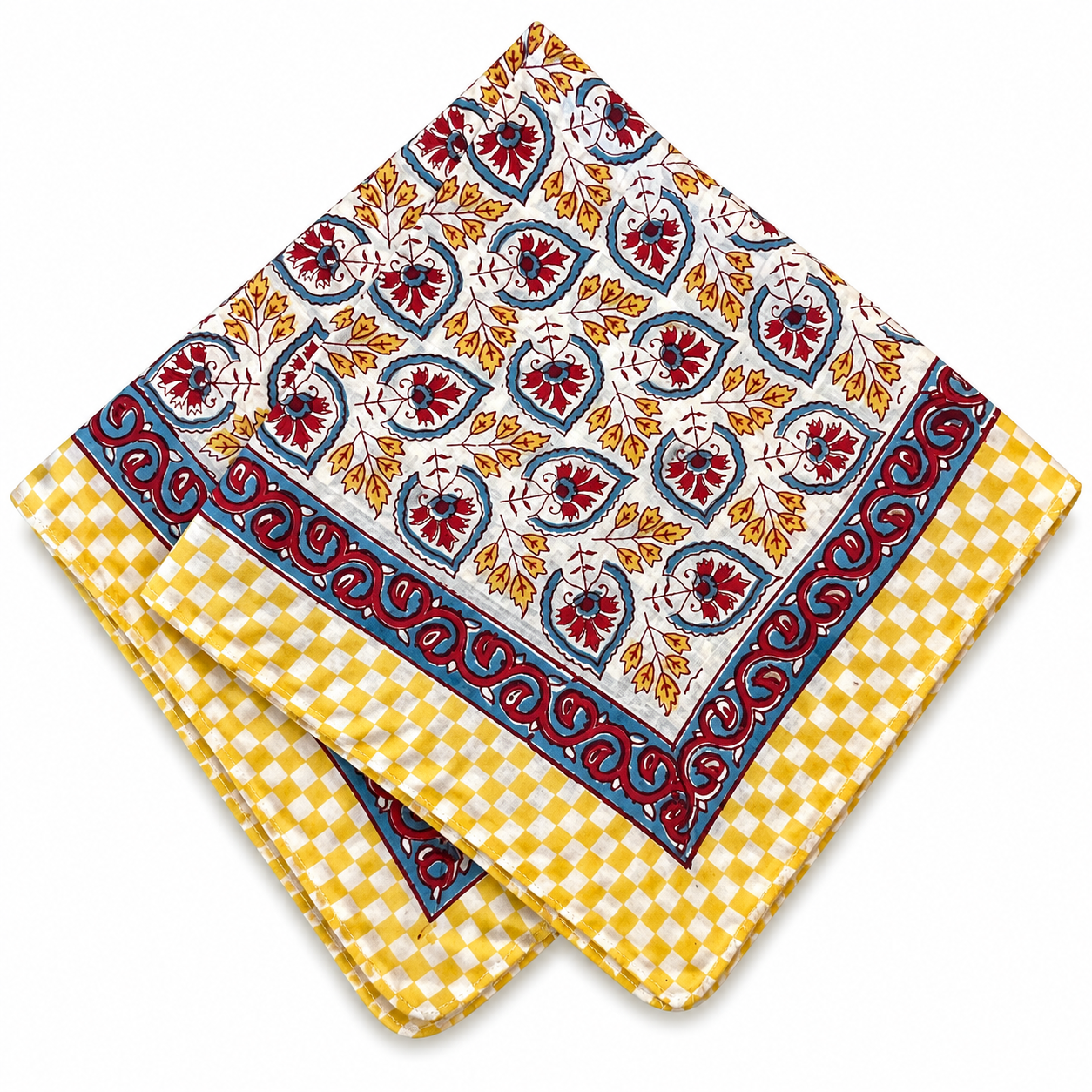JAIPUR Hand Block Printed Cotton Voile Bandana – 54 x 54 cms