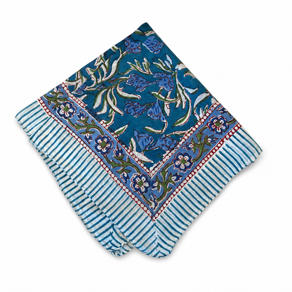 JAIPUR Hand Block Printed Cotton Voile Bandana – 54 x 54 cms