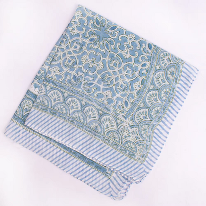 JAIPUR Hand Block Printed, Cotton Voile Bandana – 54 x 54 cms GREENS