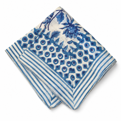 JAIPUR Hand Block Printed Cotton Voile Bandana – 54 x 54 cms