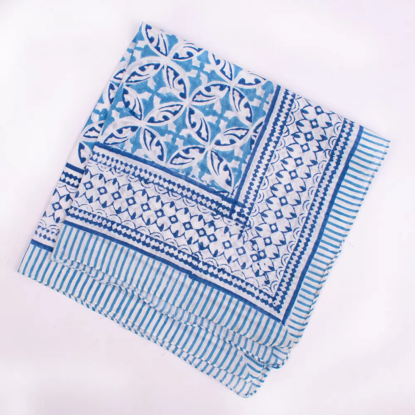 JAIPUR Hand Block Printed, Cotton Voile Bandana – 54 x 54 cms GREENS