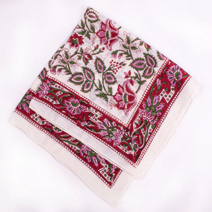 JAIPUR Hand Block Printed, Cotton Voile Bandana – 54 x 54 cms PINKS