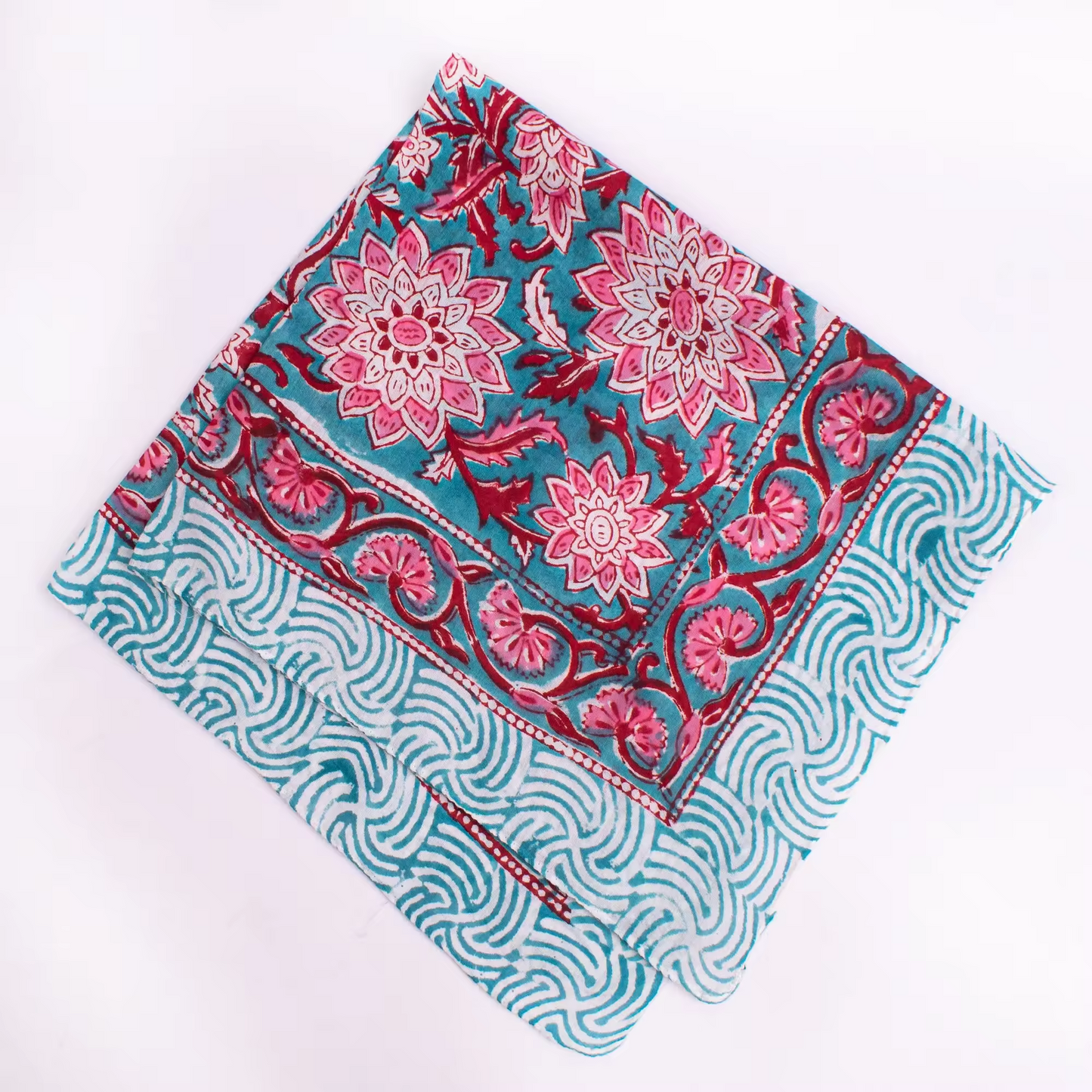 JAIPUR Hand Block Printed, Cotton Voile Bandana – 54 x 54 cms PINKS