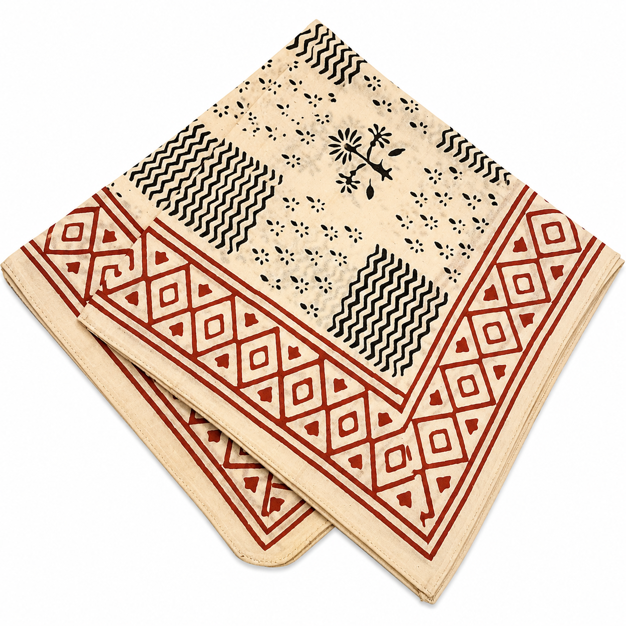 JAIPUR Hand Block Printed, Cotton Voile Bandana – 54 x 54 cms