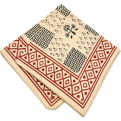 JAIPUR Hand Block Printed, Cotton Voile Bandana – 54 x 54 cms