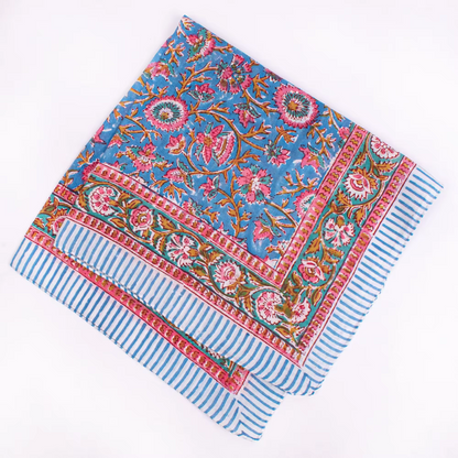 JAIPUR Hand Block Printed, Cotton Voile Bandana – 54 x 54 cms BLUES