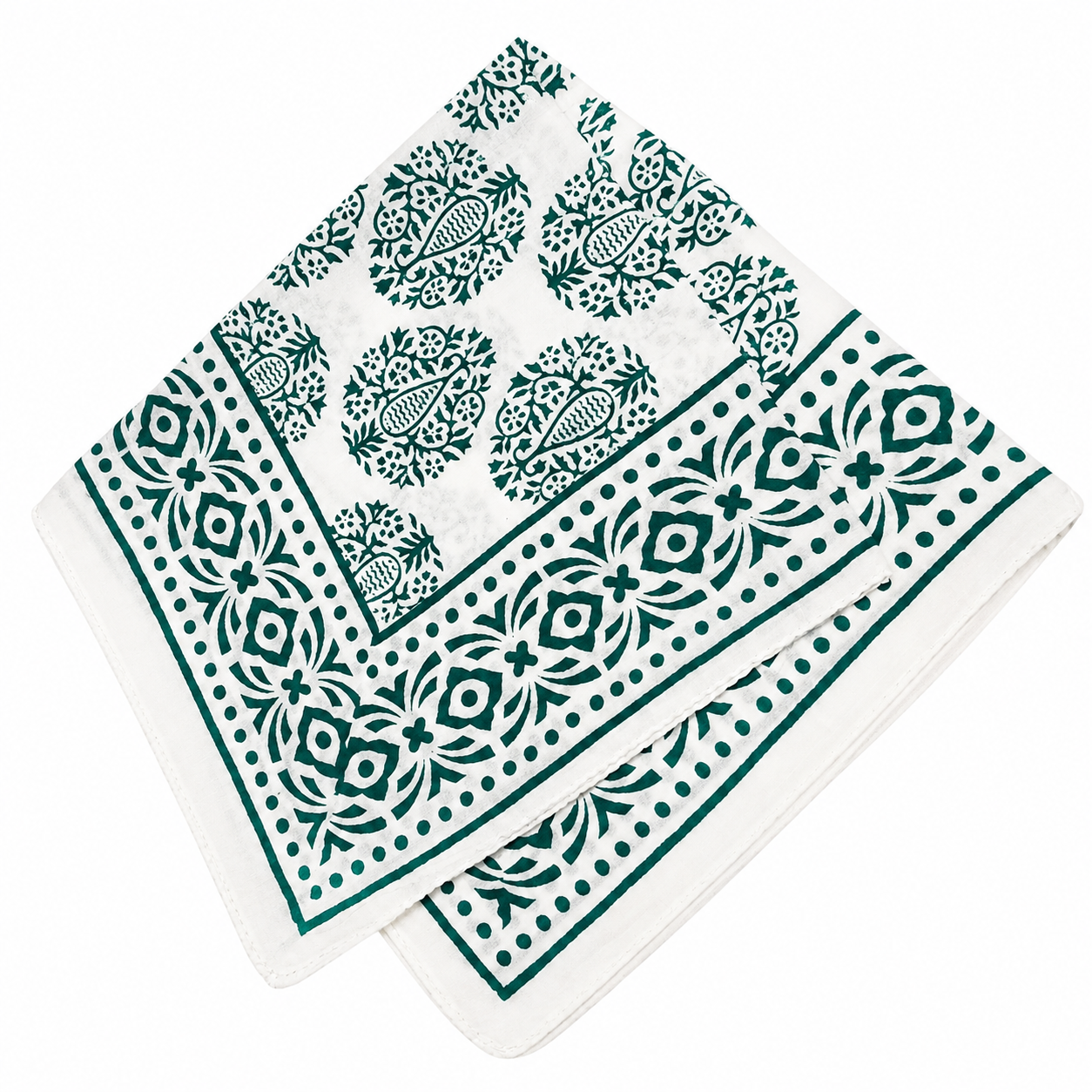 JAIPUR Hand Block Printed Cotton Voile Bandana – 54 x 54 cms
