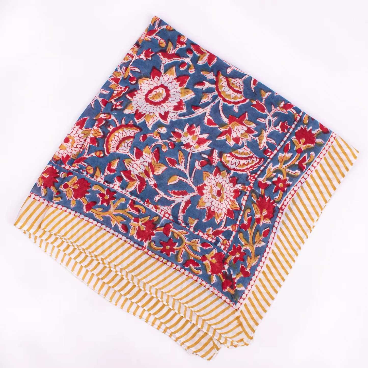 JAIPUR Hand Block Printed Cotton Voile Bandana – 54 x 54 cms