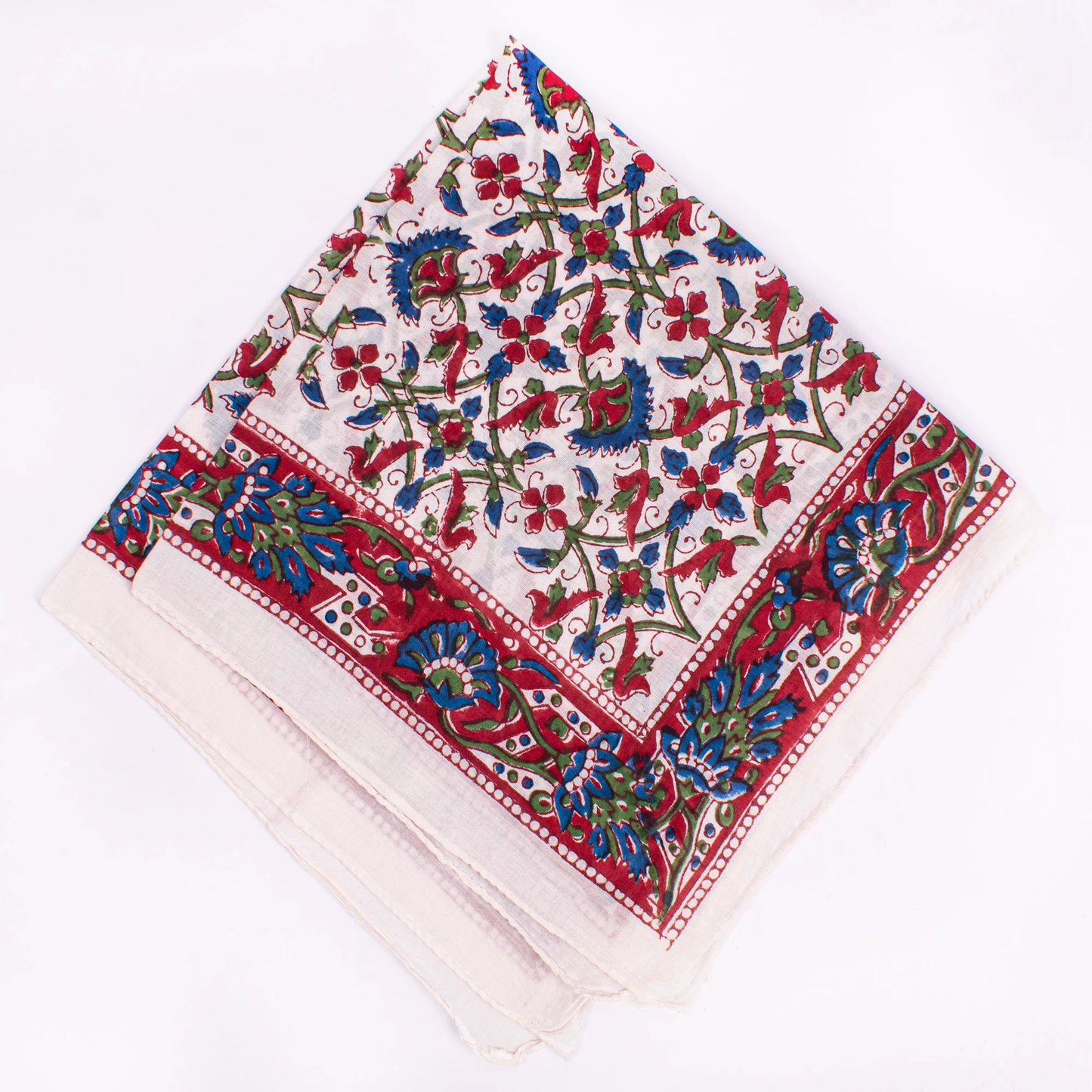 JAIPUR Hand Block Printed Cotton Voile Bandana – 54 x 54 cms