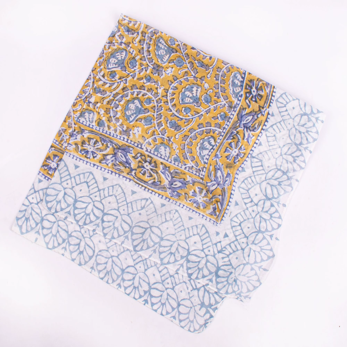 JAIPUR Hand Block Printed Cotton Voile Bandana – 54 x 54 cms