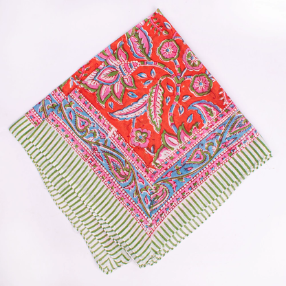 JAIPUR Hand Block Printed Cotton Voile Bandana – 54 x 54 cms