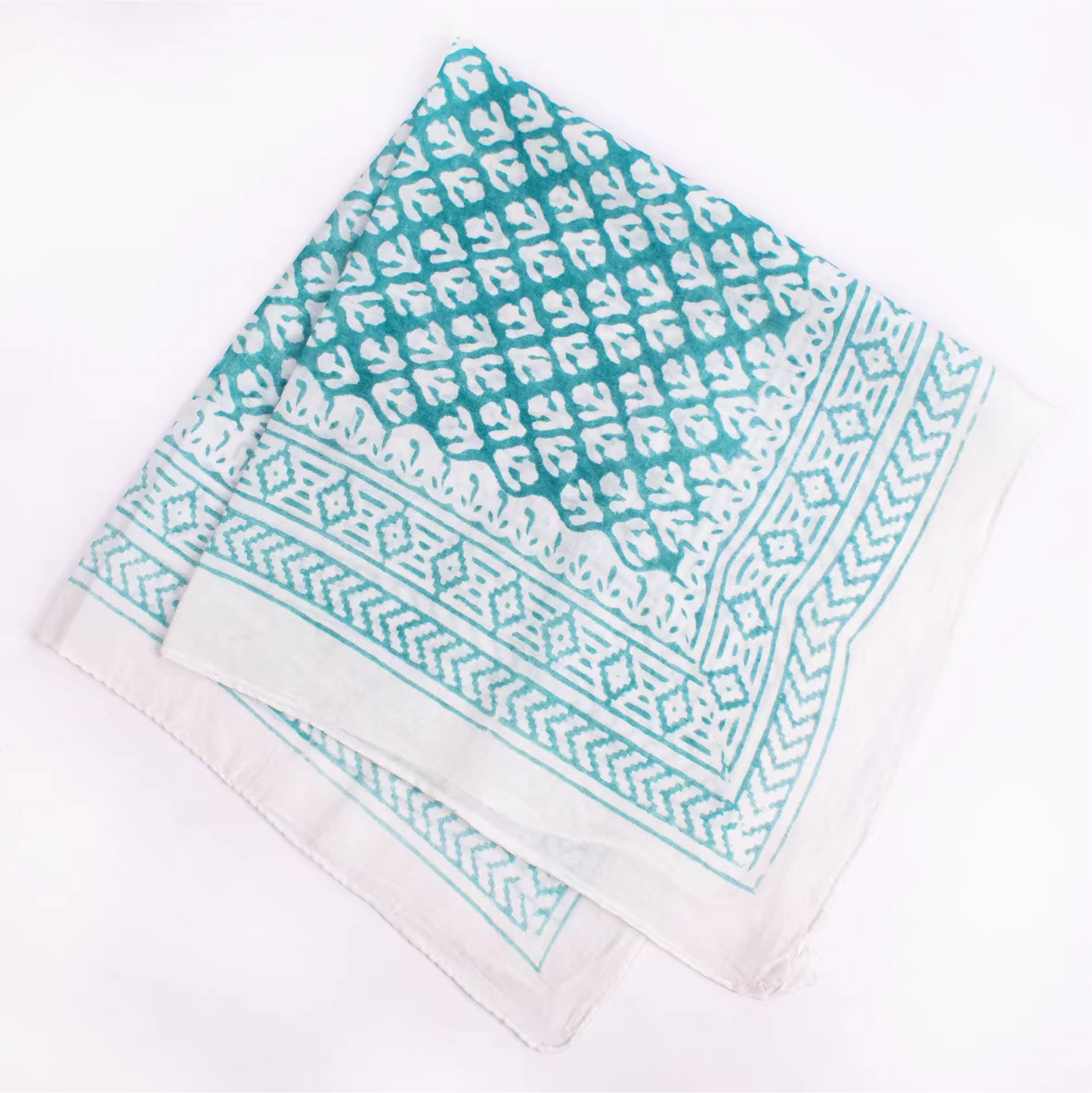 JAIPUR Hand Block Printed Cotton Voile Bandana – 54 x 54 cms
