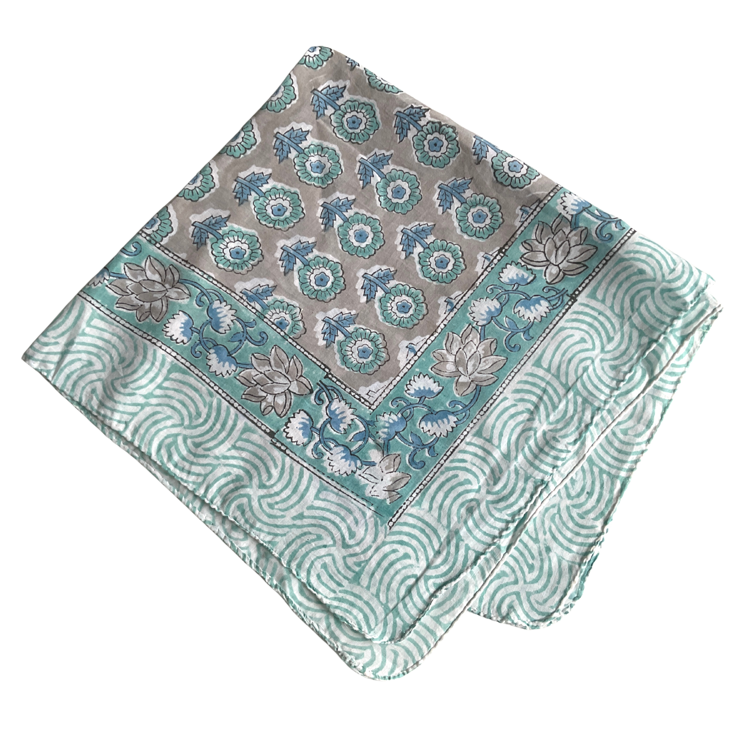 JAIPUR Hand Block Printed, Cotton Voile Bandana – 54 x 54 cms