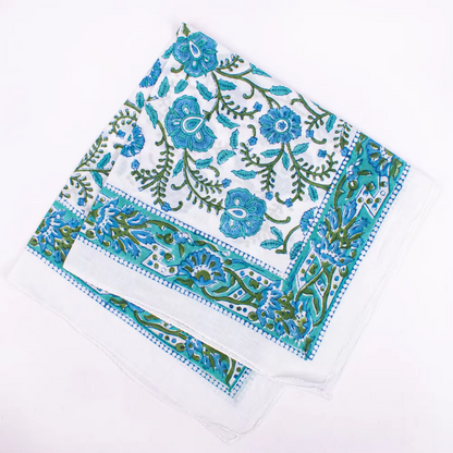JAIPUR Hand Block Printed, Cotton Voile Bandana – 54 x 54 cms GREENS