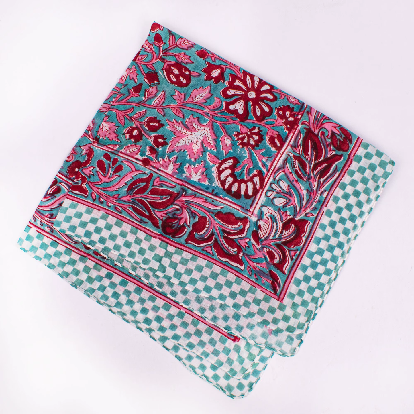 JAIPUR Hand Block Printed Cotton Voile Bandana – 54 x 54 cms