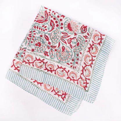 JAIPUR Hand Block Printed, Cotton Voile Bandana – 54 x 54 cms PINKS