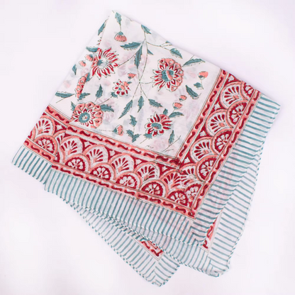 JAIPUR Hand Block Printed, Cotton Voile Bandana – 54 x 54 cms PINKS