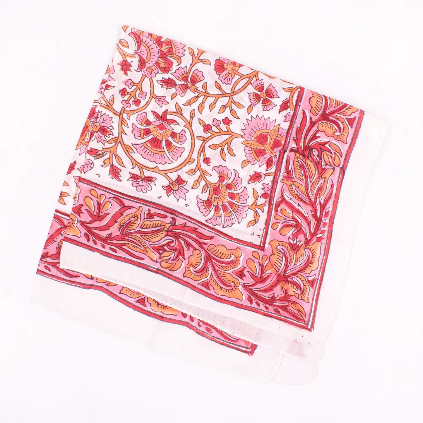 JAIPUR Hand Block Printed, Cotton Voile Bandana – 54 x 54 cms PINKS