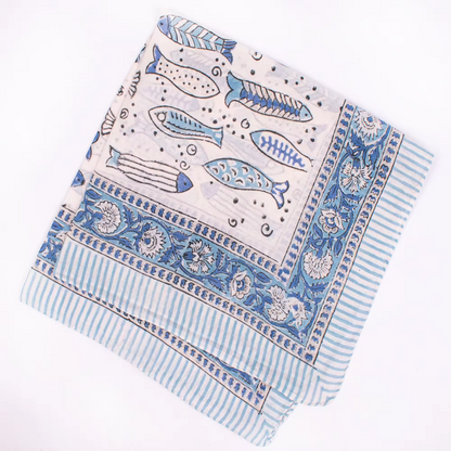 JAIPUR Hand Block Printed, Cotton Voile Bandana – 54 x 54 cms GREENS