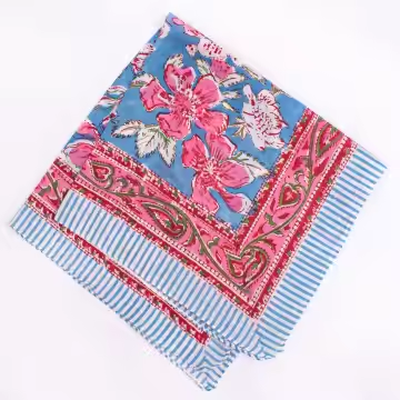 JAIPUR Hand Block Printed, Cotton Voile Bandana – 54 x 54 cms PINKS