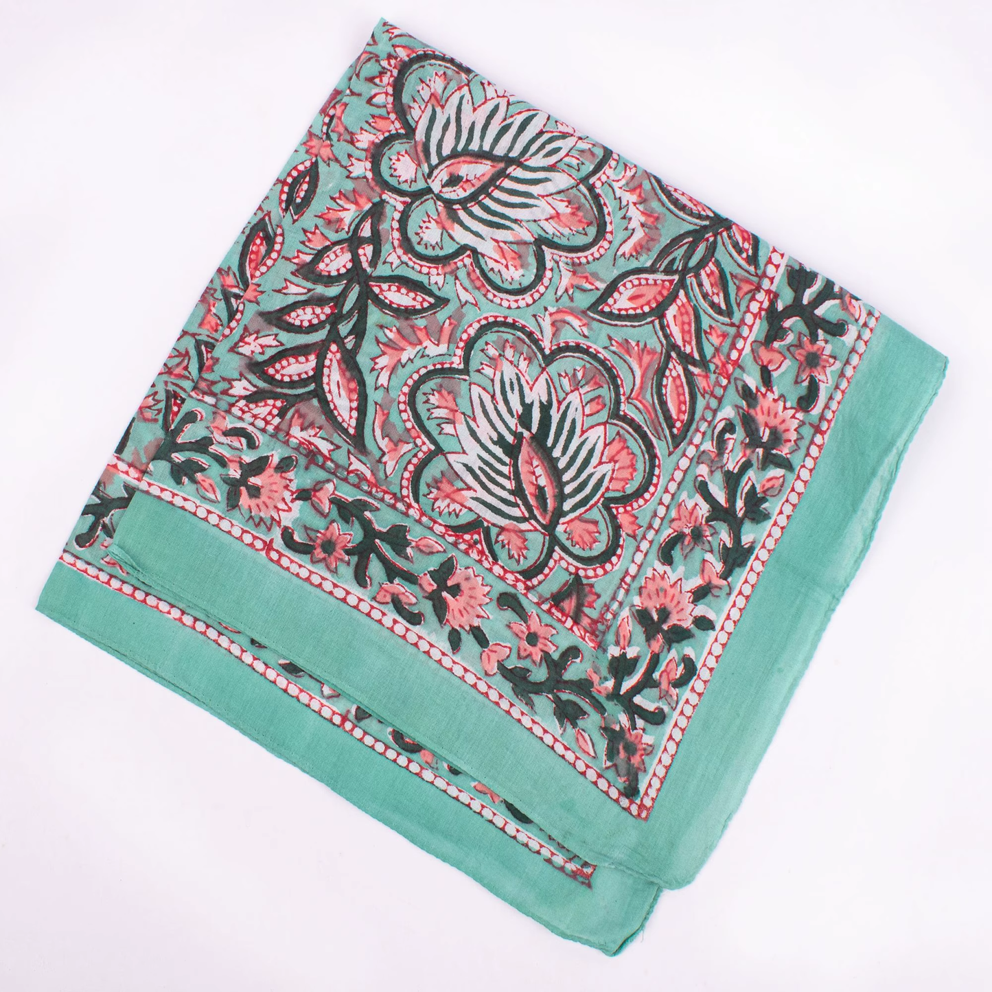 JAIPUR Hand Block Printed Cotton Voile Bandana – 54 x 54 cms