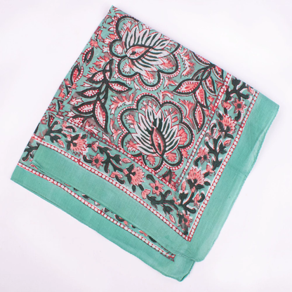 JAIPUR Hand Block Printed Cotton Voile Bandana – 54 x 54 cms