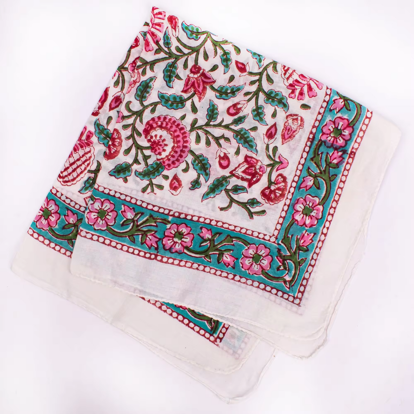 JAIPUR Hand Block Printed Cotton Voile Bandana – 54 x 54 cms