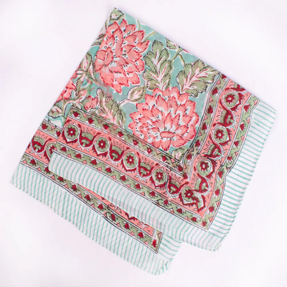 JAIPUR Hand Block Printed, Cotton Voile Bandana – 54 x 54 cms GREENS