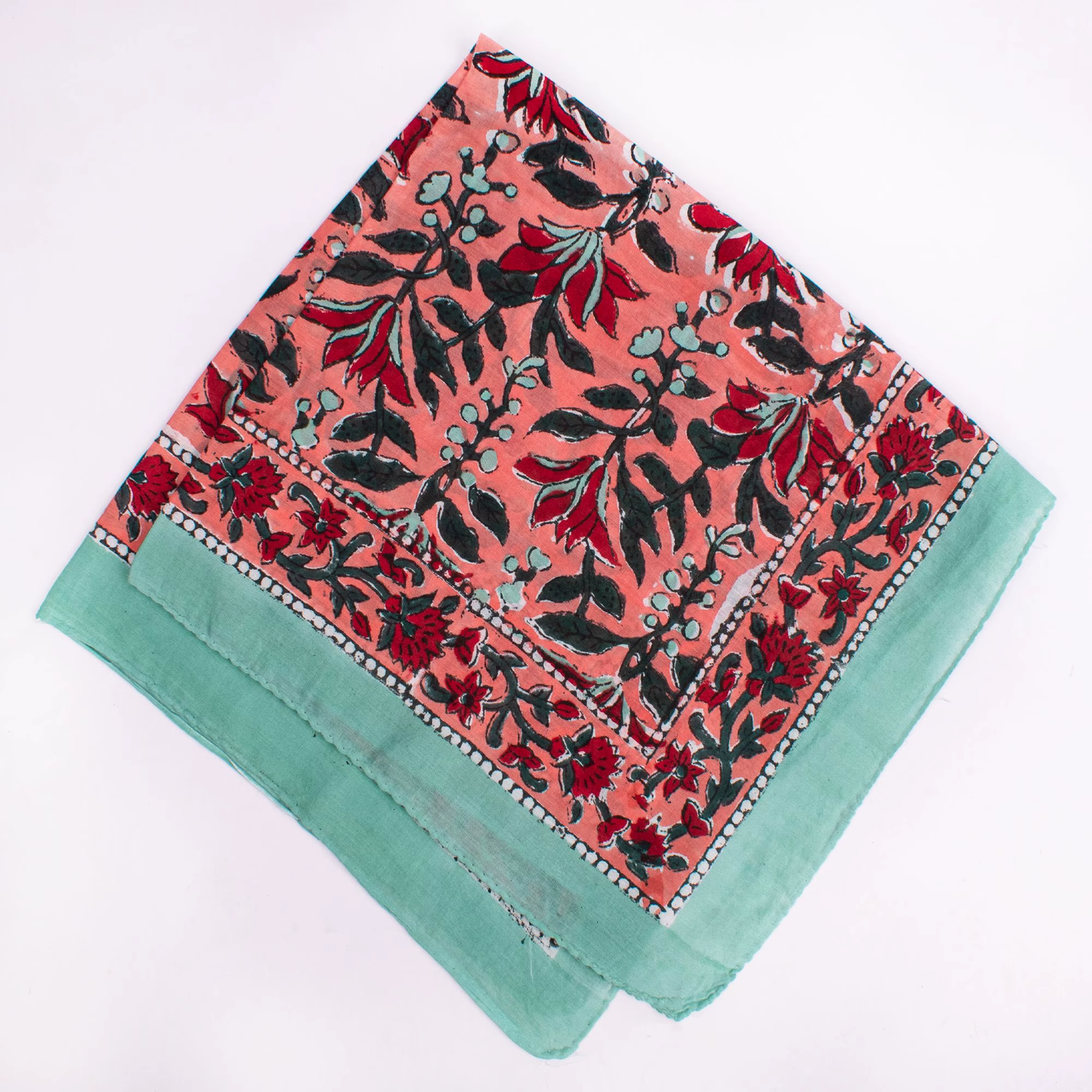 JAIPUR Hand Block Printed Cotton Voile Bandana – 54 x 54 cms