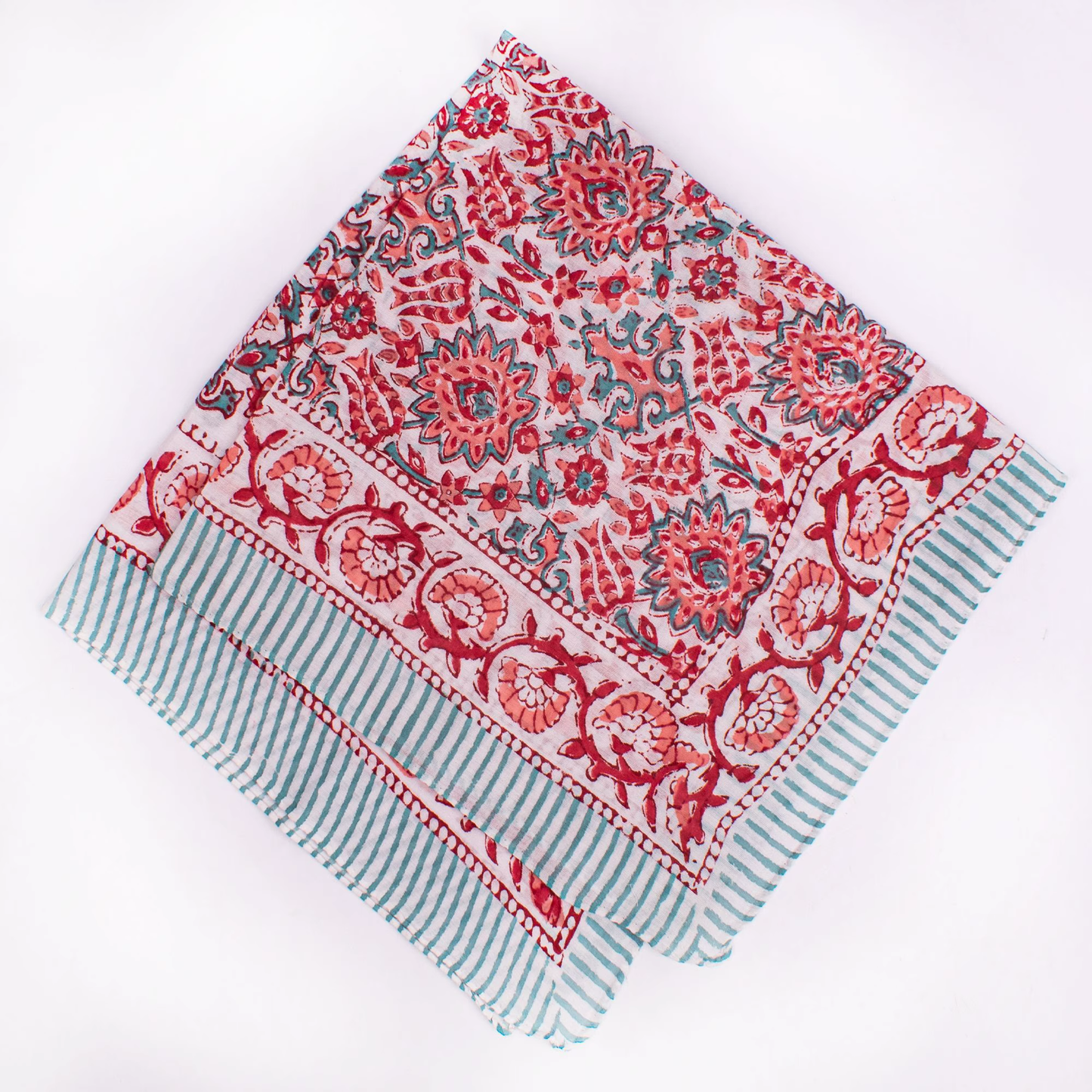 JAIPUR Hand Block Printed Cotton Voile Bandana – 54 x 54 cms