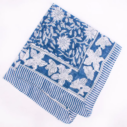 JAIPUR Hand Block Printed, Cotton Voile Bandana – 54 x 54 cms BLUES