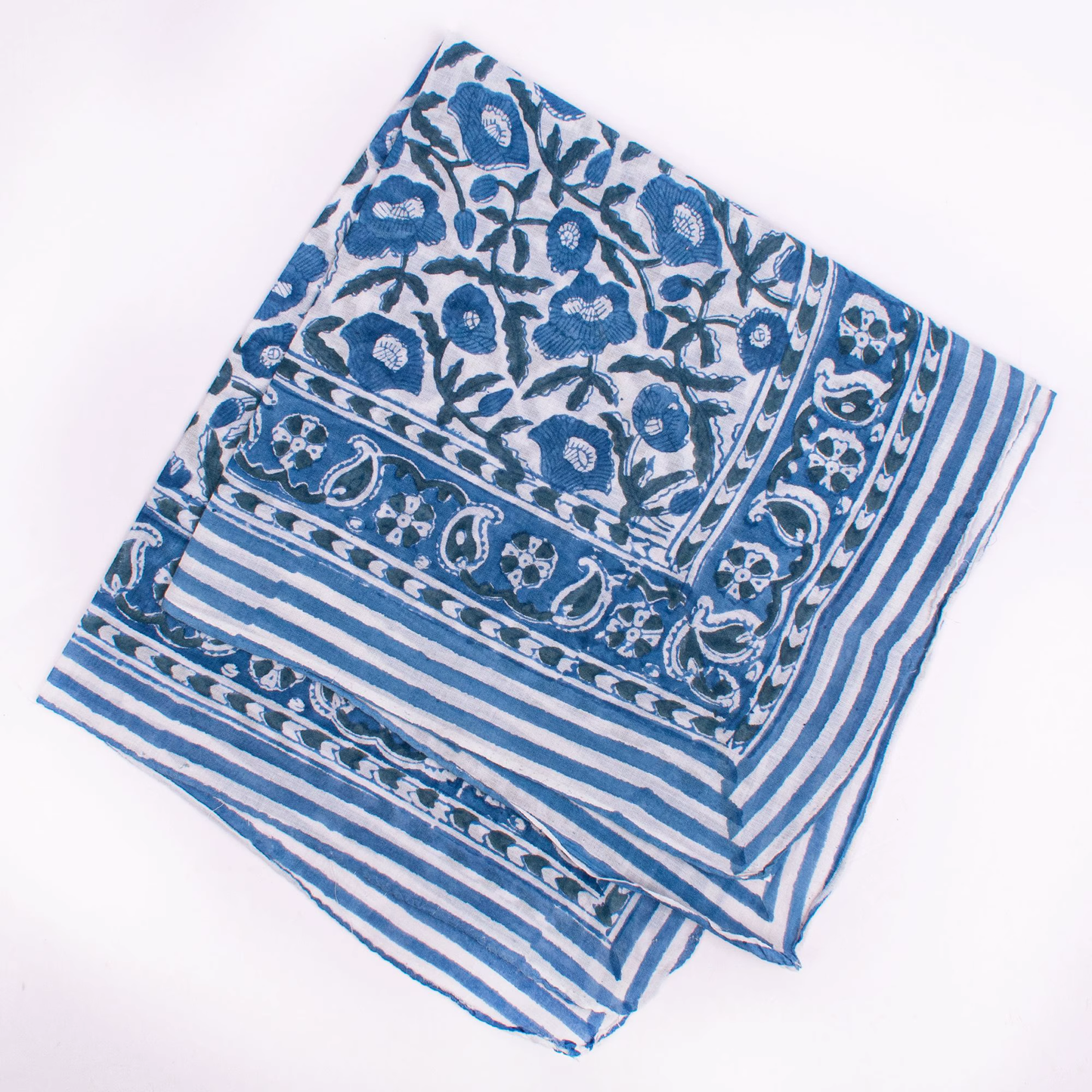 JAIPUR Hand Block Printed Cotton Voile Bandana – 54 x 54 cms