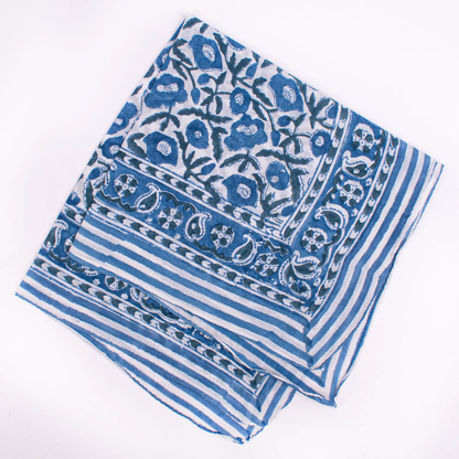 JAIPUR Hand Block Printed Cotton Voile Bandana – 54 x 54 cms