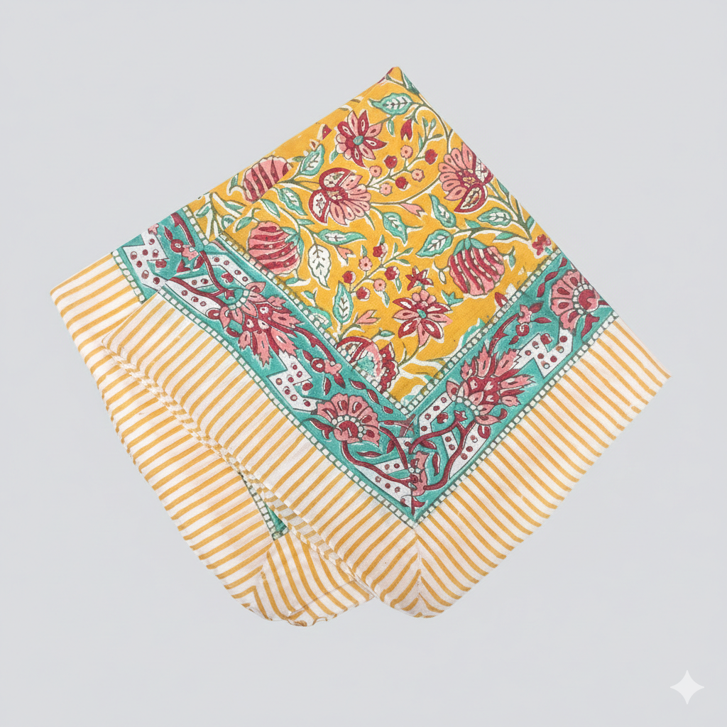 JAIPUR Hand Block Printed Cotton Voile Bandana – 54 x 54 cms