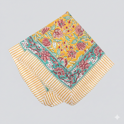 JAIPUR Hand Block Printed Cotton Voile Bandana – 54 x 54 cms