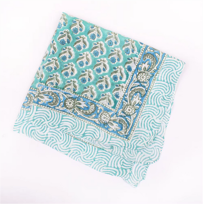 JAIPUR Hand Block Printed, Cotton Voile Bandana – 54 x 54 cms GREENS