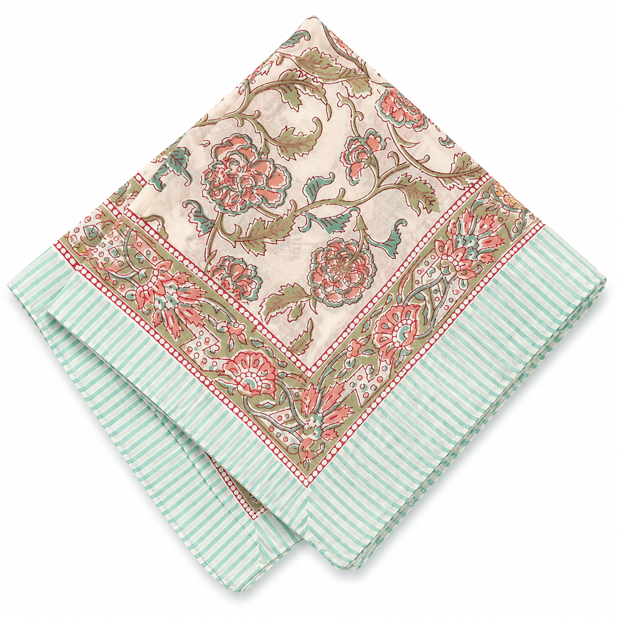 JAIPUR Hand Block Printed Cotton Voile Bandana – 54 x 54 cms