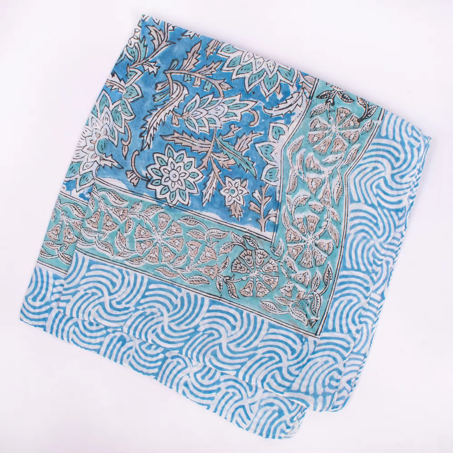 JAIPUR Hand Block Printed Cotton Voile Bandana – 54 x 54 cms