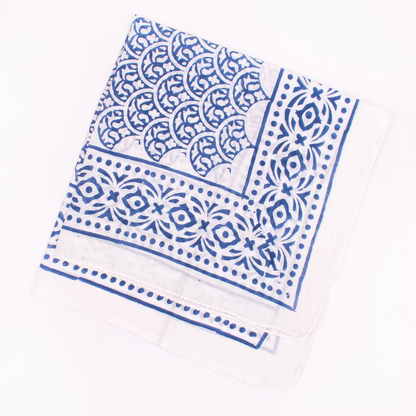 JAIPUR Hand Block Printed, Cotton Voile Bandana – 54 x 54 cms BLUES