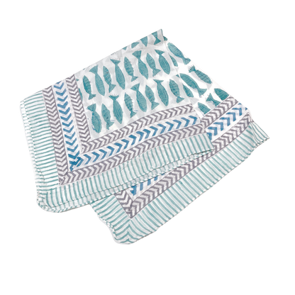 JAIPUR Hand Block Printed, Cotton Voile Bandana – 54 x 54 cms GREENS