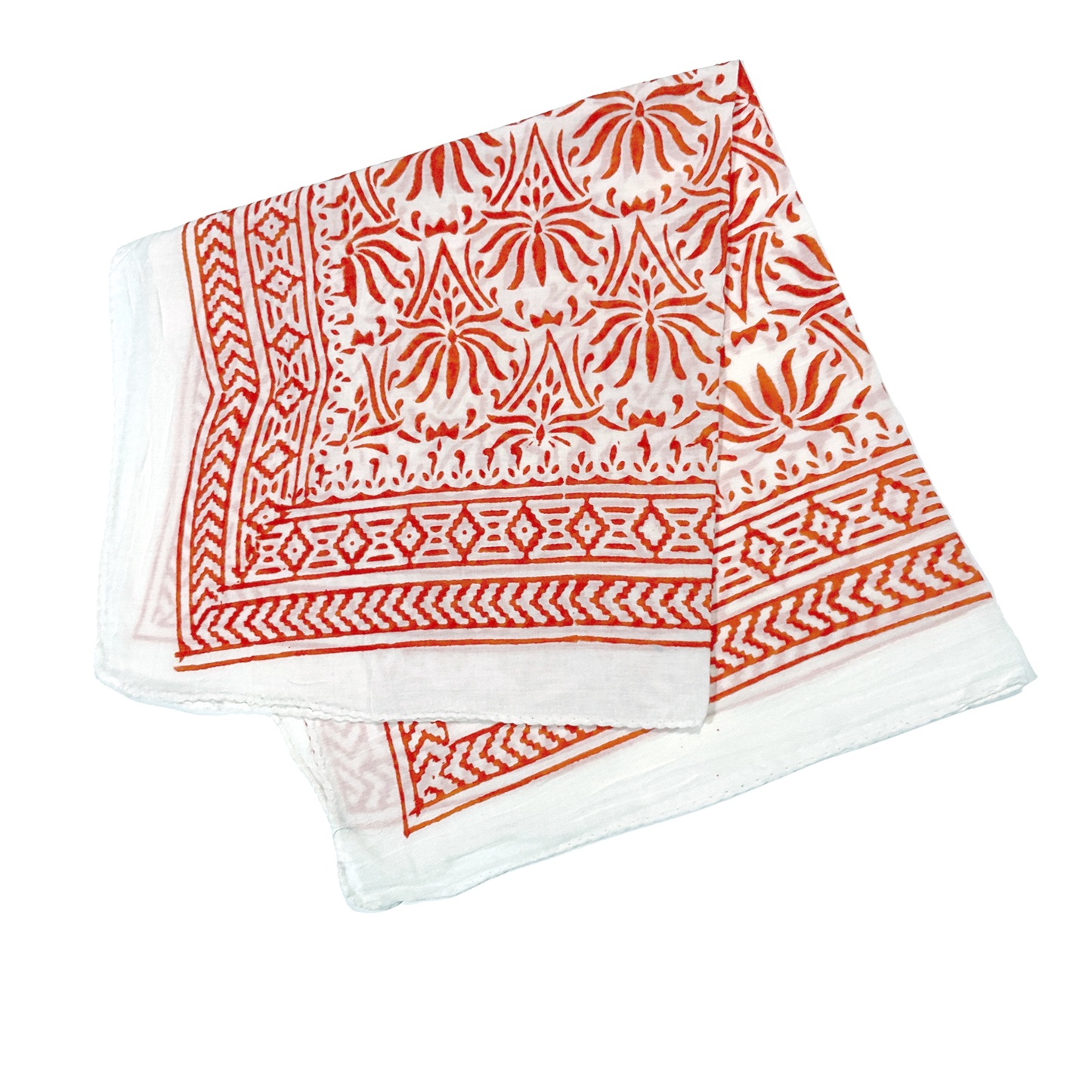 JAIPUR Hand Block Printed, Cotton Voile Bandana – 54 x 54 cms WARM